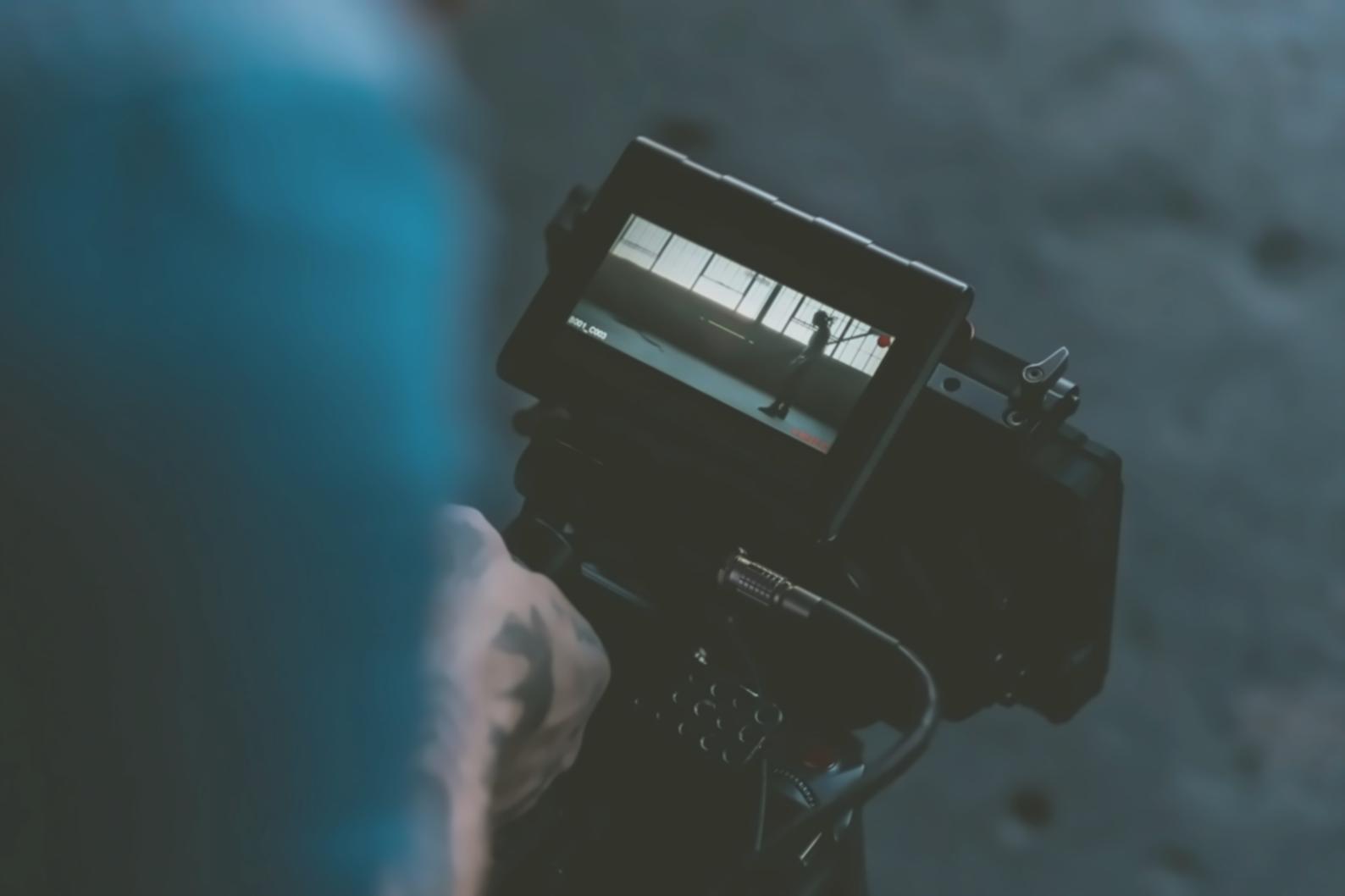 Video editing workspace showing professional editing interface